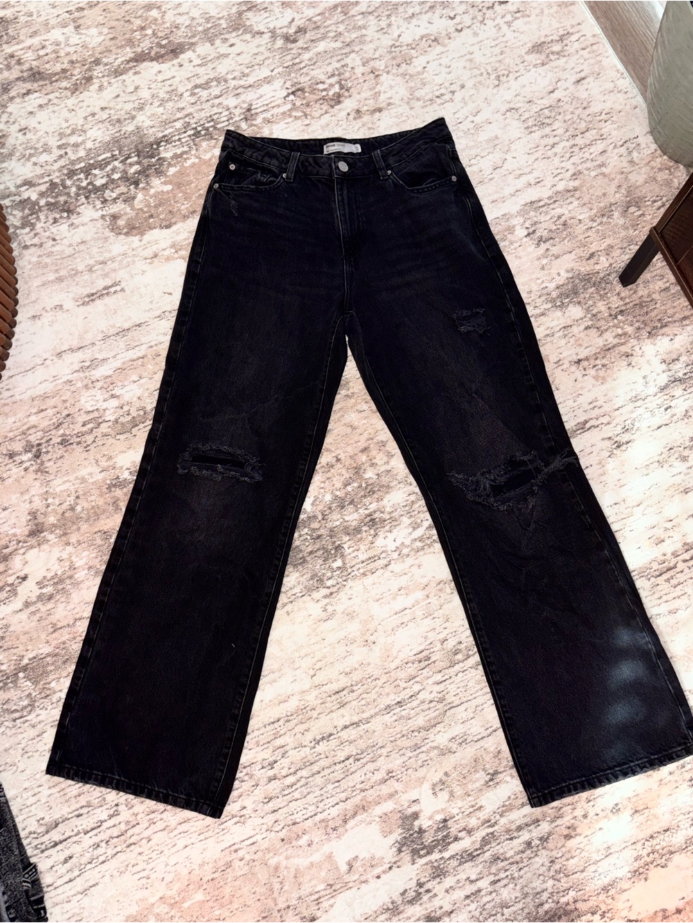 Garage Straight Leg Distressed Black Jeans